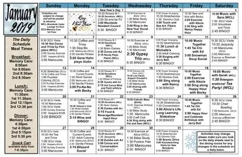 Activity Calendar of Friendship Village, Assisted Living, Nursing Home, Independent Living, CCRC, Kalamazoo, MI 7