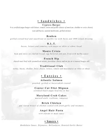 Dining menu of The Cypress of Charlotte, Assisted Living, Nursing Home, Independent Living, CCRC, Charlotte, NC 2