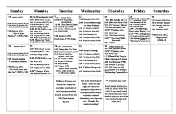 Activity Calendar of Croasdaile Village, Assisted Living, Nursing Home, Independent Living, CCRC, Durham, NC 2