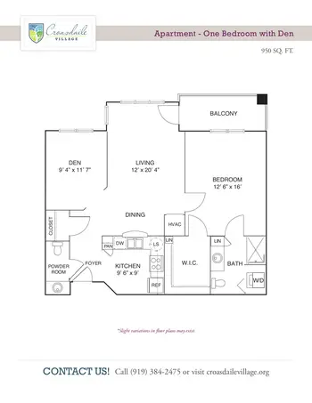 Floorplan of Croasdaile Village, Assisted Living, Nursing Home, Independent Living, CCRC, Durham, NC 16