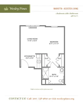 Floorplan of Wesley Pines, Assisted Living, Nursing Home, Independent Living, CCRC, Lumberton, NC 15