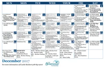 Activity Calendar of Briarwood Retirement, Assisted Living, Nursing Home, Independent Living, CCRC, Worcester, MA 2