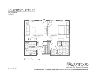 Floorplan of Briarwood Retirement, Assisted Living, Nursing Home, Independent Living, CCRC, Worcester, MA 1