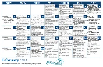 Activity Calendar of Briarwood Retirement, Assisted Living, Nursing Home, Independent Living, CCRC, Worcester, MA 3