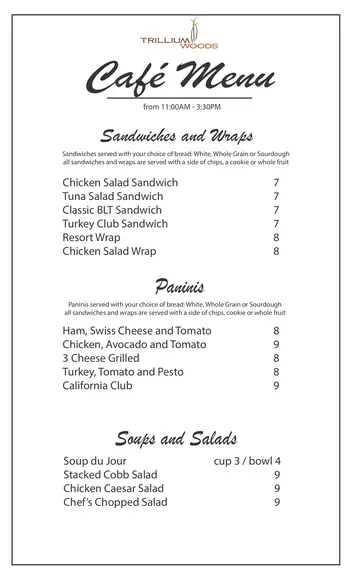 Dining menu of Trillium Woods, Assisted Living, Nursing Home, Independent Living, CCRC, Plymouth, MN 6