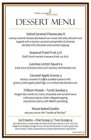 Dining menu of Trillium Woods, Assisted Living, Nursing Home, Independent Living, CCRC, Plymouth, MN 7
