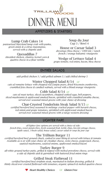 Dining menu of Trillium Woods, Assisted Living, Nursing Home, Independent Living, CCRC, Plymouth, MN 13