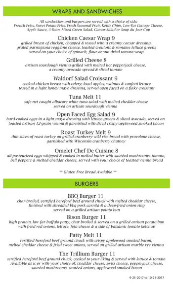 Dining menu of Trillium Woods, Assisted Living, Nursing Home, Independent Living, CCRC, Plymouth, MN 16