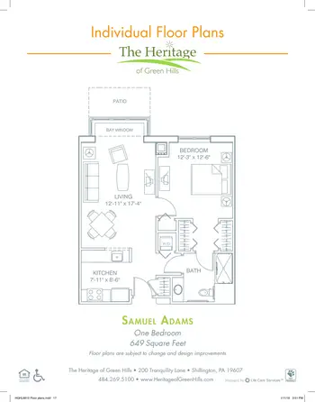 Floorplan of The Heritage of Green Hills, Assisted Living, Nursing Home, Independent Living, CCRC, Reading, PA 2