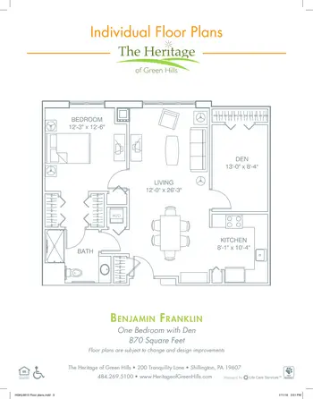 Floorplan of The Heritage of Green Hills, Assisted Living, Nursing Home, Independent Living, CCRC, Reading, PA 3