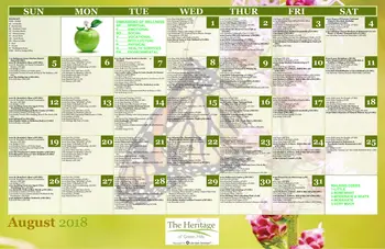 Activity Calendar of The Heritage of Green Hills, Assisted Living, Nursing Home, Independent Living, CCRC, Reading, PA 1