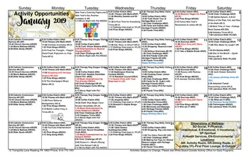 Activity Calendar of The Heritage of Green Hills, Assisted Living, Nursing Home, Independent Living, CCRC, Reading, PA 3