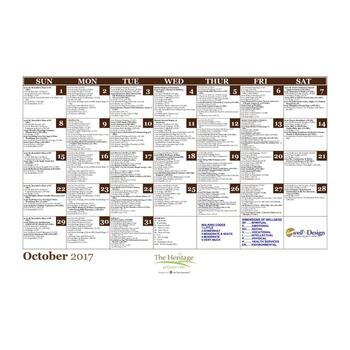 Activity Calendar of The Heritage of Green Hills, Assisted Living, Nursing Home, Independent Living, CCRC, Reading, PA 2