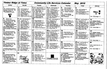 Activity Calendar of Timber Ridge at Talus, Assisted Living, Nursing Home, Independent Living, CCRC, Issaquah, WA 1