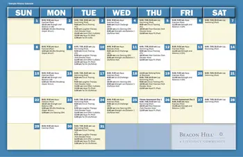 Activity Calendar of Beacon Hill, Assisted Living, Nursing Home, Independent Living, CCRC, Lombard, IL 1