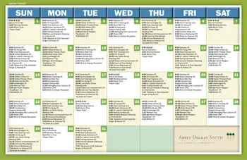 Activity Calendar of Abbey Delray South, Assisted Living, Nursing Home, Independent Living, CCRC, Delray Beach, FL 1