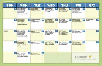 Activity Calendar of Deerfield, Assisted Living, Nursing Home, Independent Living, CCRC, Urbandale, IA 1