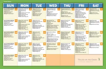 Activity Calendar of Village on the Green, Assisted Living, Nursing Home, Independent Living, CCRC, Longwood, FL 1