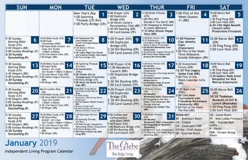 Activity Calendar of The Glebe, Assisted Living, Nursing Home, Independent Living, CCRC, Daleville, VA 4