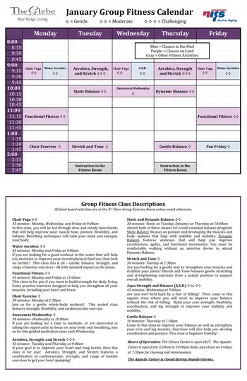 Activity Calendar of The Glebe, Assisted Living, Nursing Home, Independent Living, CCRC, Daleville, VA 3