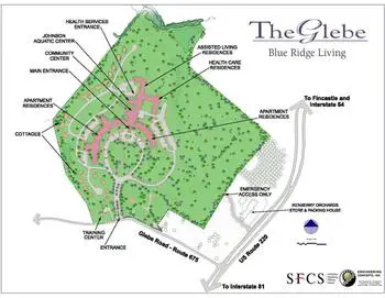 Campus Map of The Glebe, Assisted Living, Nursing Home, Independent Living, CCRC, Daleville, VA 1