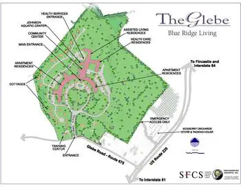 Campus Map of The Glebe, Assisted Living, Nursing Home, Independent Living, CCRC, Daleville, VA 2
