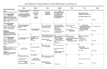 Activity Calendar of Loomis Lakeside Retirement Community, Assisted Living, Nursing Home, Independent Living, CCRC, Springfield, MA 1