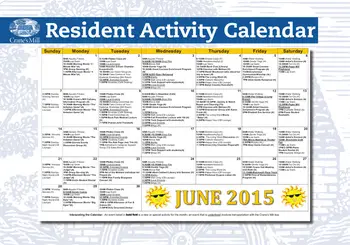 Activity Calendar of Crane's Mill, Assisted Living, Nursing Home, Independent Living, CCRC, West Caldwell, NJ 6