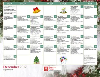 Activity Calendar of Breeze Park, Assisted Living, Nursing Home, Independent Living, CCRC, Weldon Spring, MO 4
