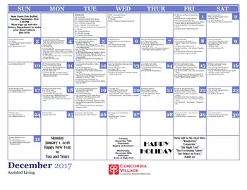 Activity Calendar of Concordia Village, Assisted Living, Nursing Home, Independent Living, CCRC, Springfield, IL 3