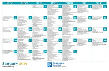 Activity Calendar of Concordia Village, Assisted Living, Nursing Home, Independent Living, CCRC, Springfield, IL 2