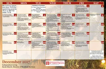 Activity Calendar of Heisinger Bluffs, Assisted Living, Nursing Home, Independent Living, CCRC, Jefferson City, MO 8