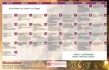 Activity Calendar of Heisinger Bluffs, Assisted Living, Nursing Home, Independent Living, CCRC, Jefferson City, MO 7