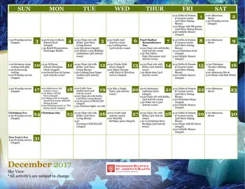 Activity Calendar of Heisinger Bluffs, Assisted Living, Nursing Home, Independent Living, CCRC, Jefferson City, MO 4