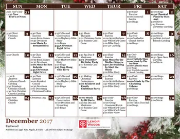 Activity Calendar of Lenoir Woods, Assisted Living, Nursing Home, Independent Living, CCRC, Columbia, MO 2