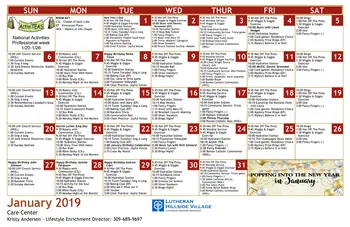 Activity Calendar of Lutheran Hillside Village, Assisted Living, Nursing Home, Independent Living, CCRC, Peoria, IL 3