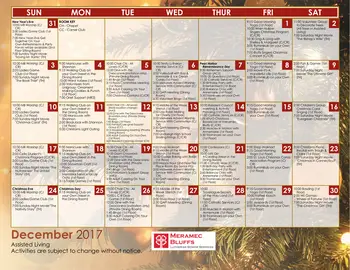 Activity Calendar of Meramec Bluffs, Assisted Living, Nursing Home, Independent Living, CCRC, Ballwin, MO 3