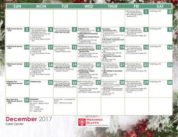 Activity Calendar of Meramec Bluffs, Assisted Living, Nursing Home, Independent Living, CCRC, Ballwin, MO 6