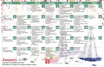 Activity Calendar of Meramec Bluffs, Assisted Living, Nursing Home, Independent Living, CCRC, Ballwin, MO 4