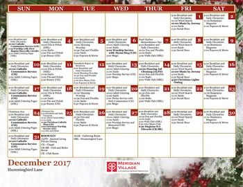 Activity Calendar of Meridian Village, Assisted Living, Nursing Home, Independent Living, CCRC, Glen Carbon, IL 3