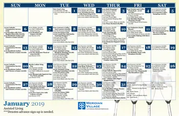 Activity Calendar of Meridian Village, Assisted Living, Nursing Home, Independent Living, CCRC, Glen Carbon, IL 2