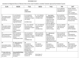 Activity Calendar of Magnolia Manor of Americus, Assisted Living, Nursing Home, Independent Living, CCRC, Americus, GA 6