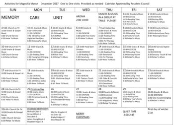 Activity Calendar of Magnolia Manor of Americus, Assisted Living, Nursing Home, Independent Living, CCRC, Americus, GA 7