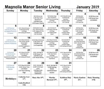 Activity Calendar of Magnolia Manor of Americus, Assisted Living, Nursing Home, Independent Living, CCRC, Americus, GA 5