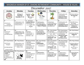 Activity Calendar of Magnolia Manor of Americus, Assisted Living, Nursing Home, Independent Living, CCRC, Americus, GA 16