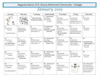 Activity Calendar of Magnolia Manor of Americus, Assisted Living, Nursing Home, Independent Living, CCRC, Americus, GA 18
