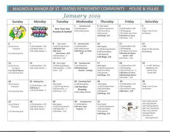 Activity Calendar of Magnolia Manor of Americus, Assisted Living, Nursing Home, Independent Living, CCRC, Americus, GA 19