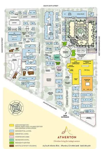 Campus Map of Atherton, Assisted Living, Nursing Home, Independent Living, CCRC, Alhambra, CA 1