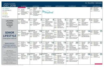 Activity Calendar of The Residences at Thomas Circle, Assisted Living, Nursing Home, Independent Living, CCRC, Washington, DC 1