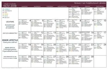 Activity Calendar of The Residences at Thomas Circle, Assisted Living, Nursing Home, Independent Living, CCRC, Washington, DC 3